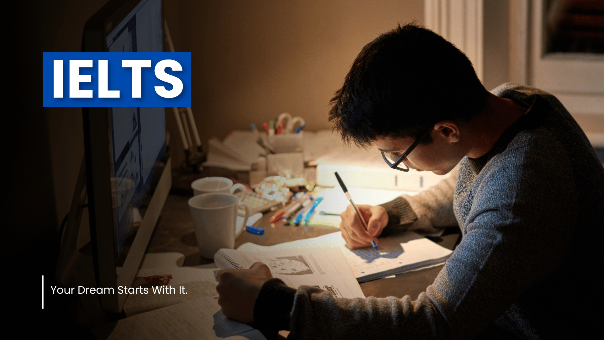 A student studying hard for the IELTS exam at an Best IELTS institute in Ludhiana - Voxcel Group