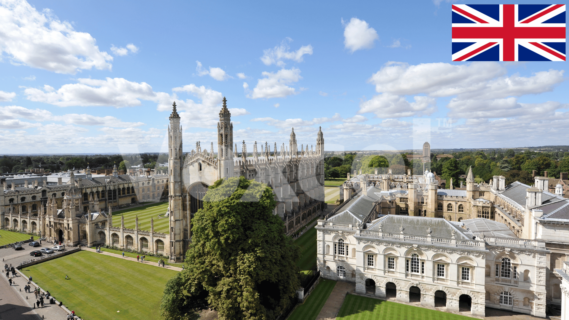 Ariel view of the Cambridge University, England