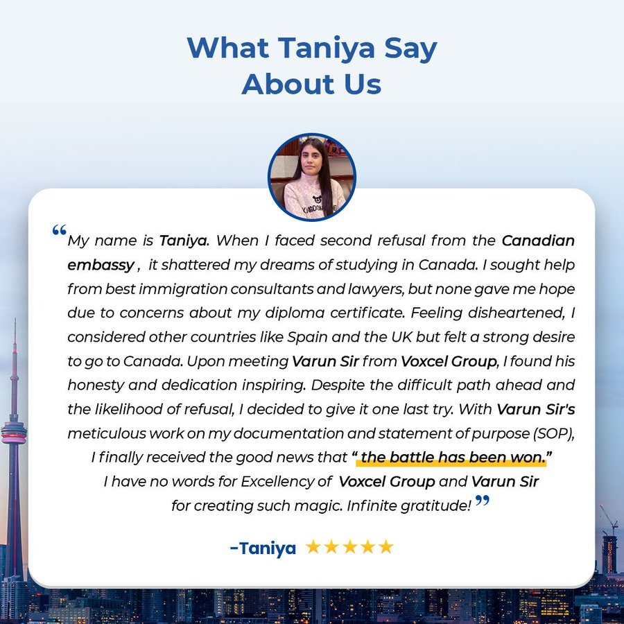 Study Visa Canada Testimonial by our Client Taniya who got visa after receiving suspicion on her academic documents from IRCC.