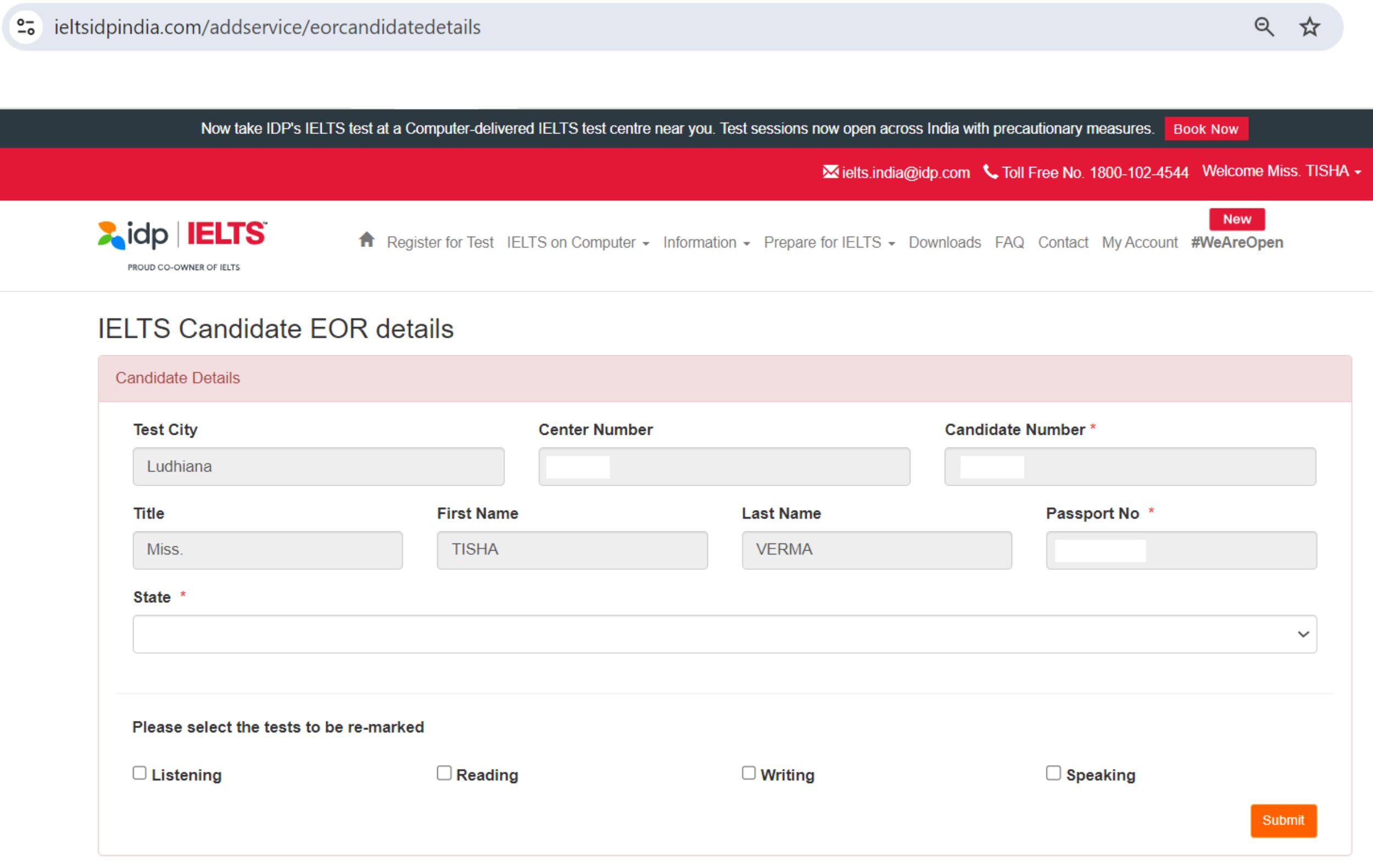 Enquiry on Results (EOR) final stage to choosing the modules . You can cross check all modules if you want.