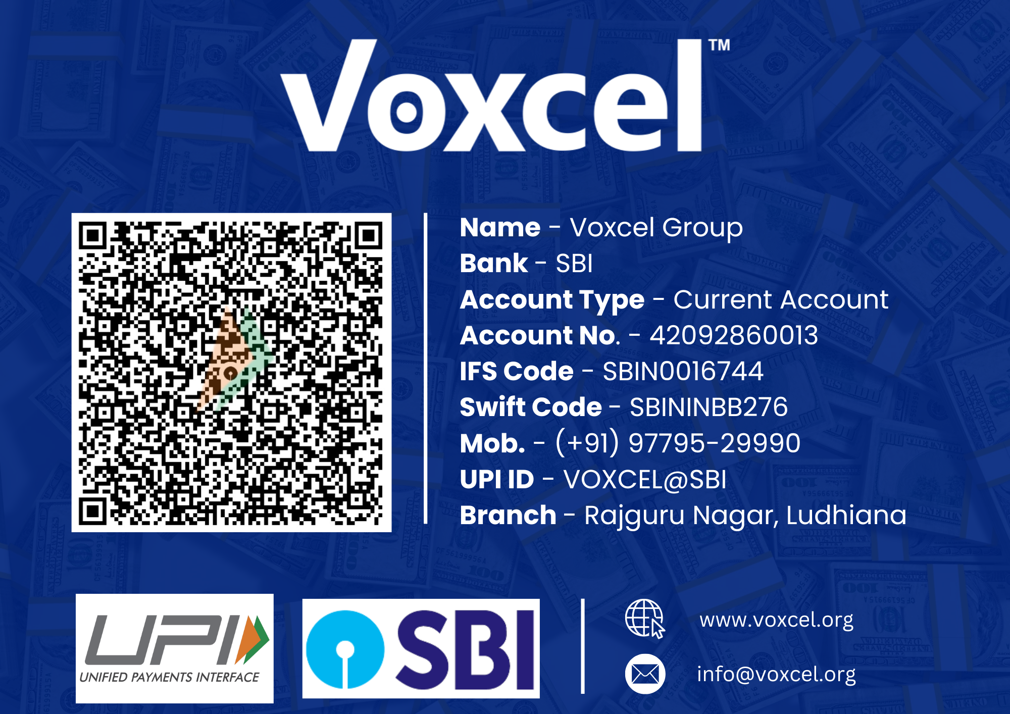 Voxcel Group Official SBI UPI QR Code